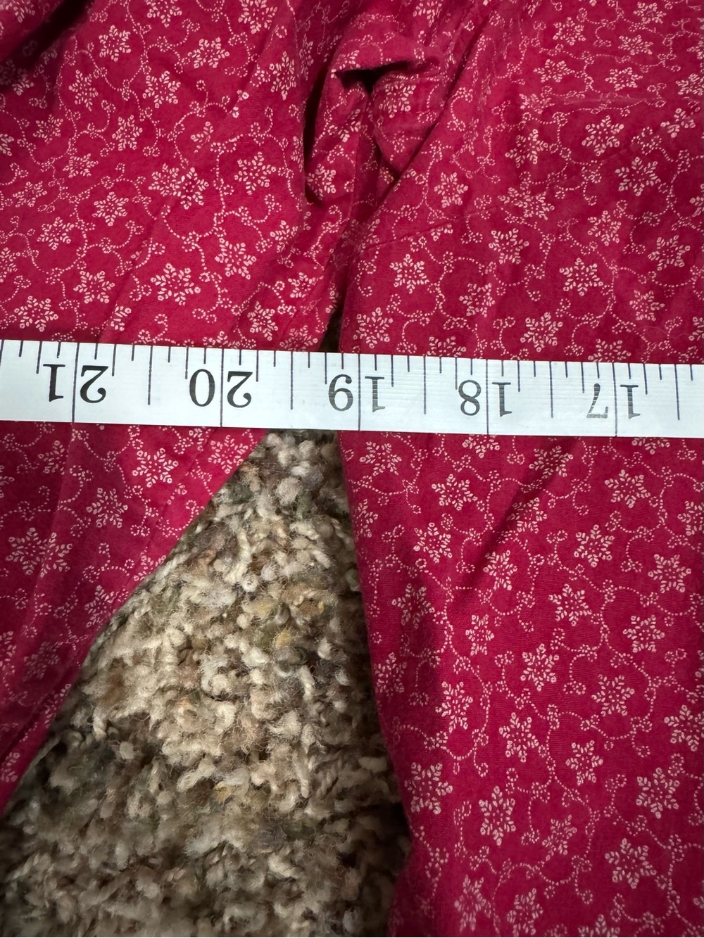 Vintage Raspberry Button Up Shirt/ Micro Daisy Print- Granny, Cottage, Western - Picture 4 of 7
